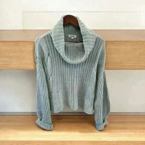 525 America Cable Detail Shaker‎ Sweater in Glacier Cowl Neck Sz L Large
